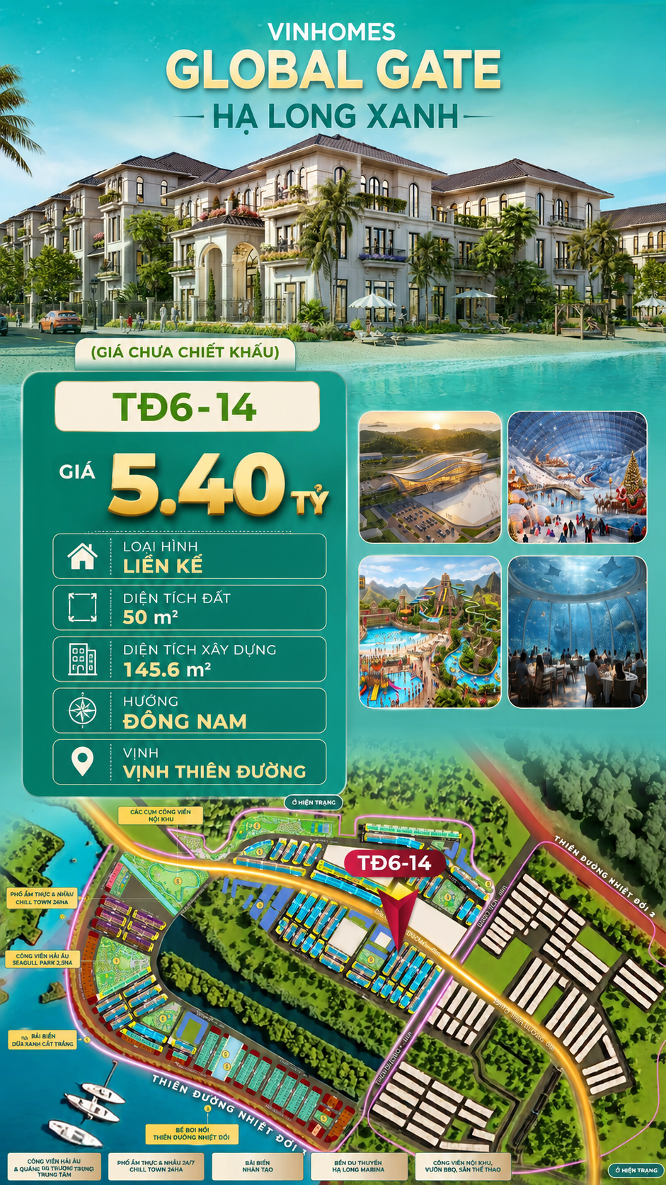 Liền Kề TĐ6-14 Vinhomes Global Gate Hạ Long Xanh 5.4 tỷ