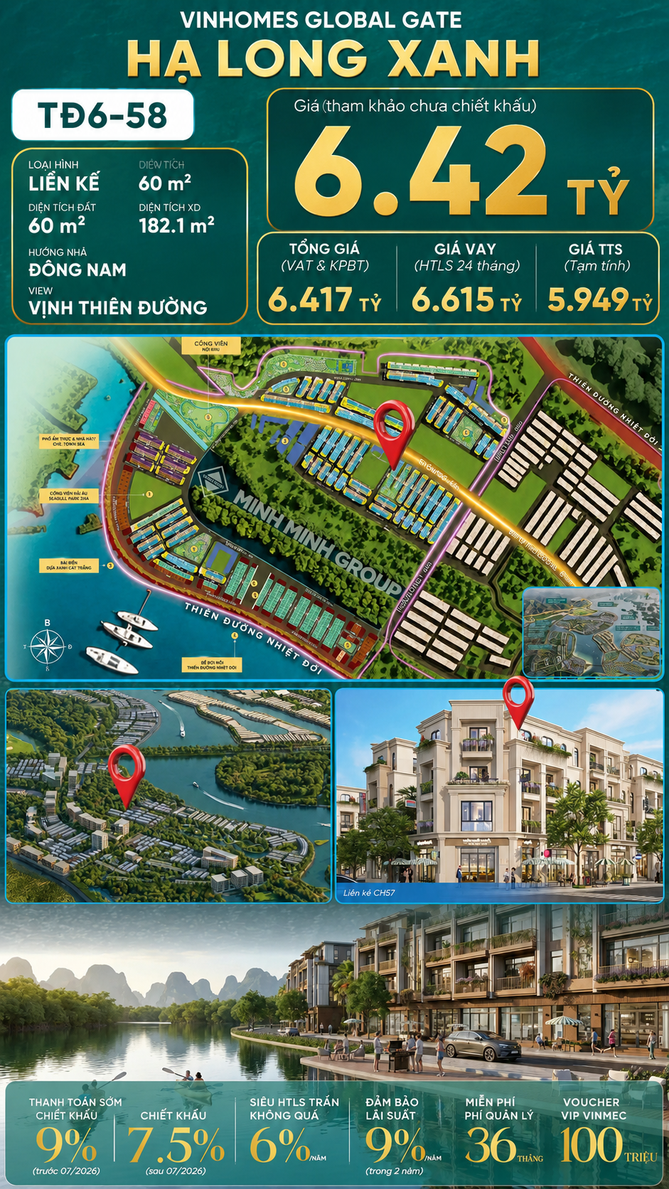 Liền Kề TĐ6-58 Vinhomes Global Gate Hạ Long Xanh 6.42 tỷ