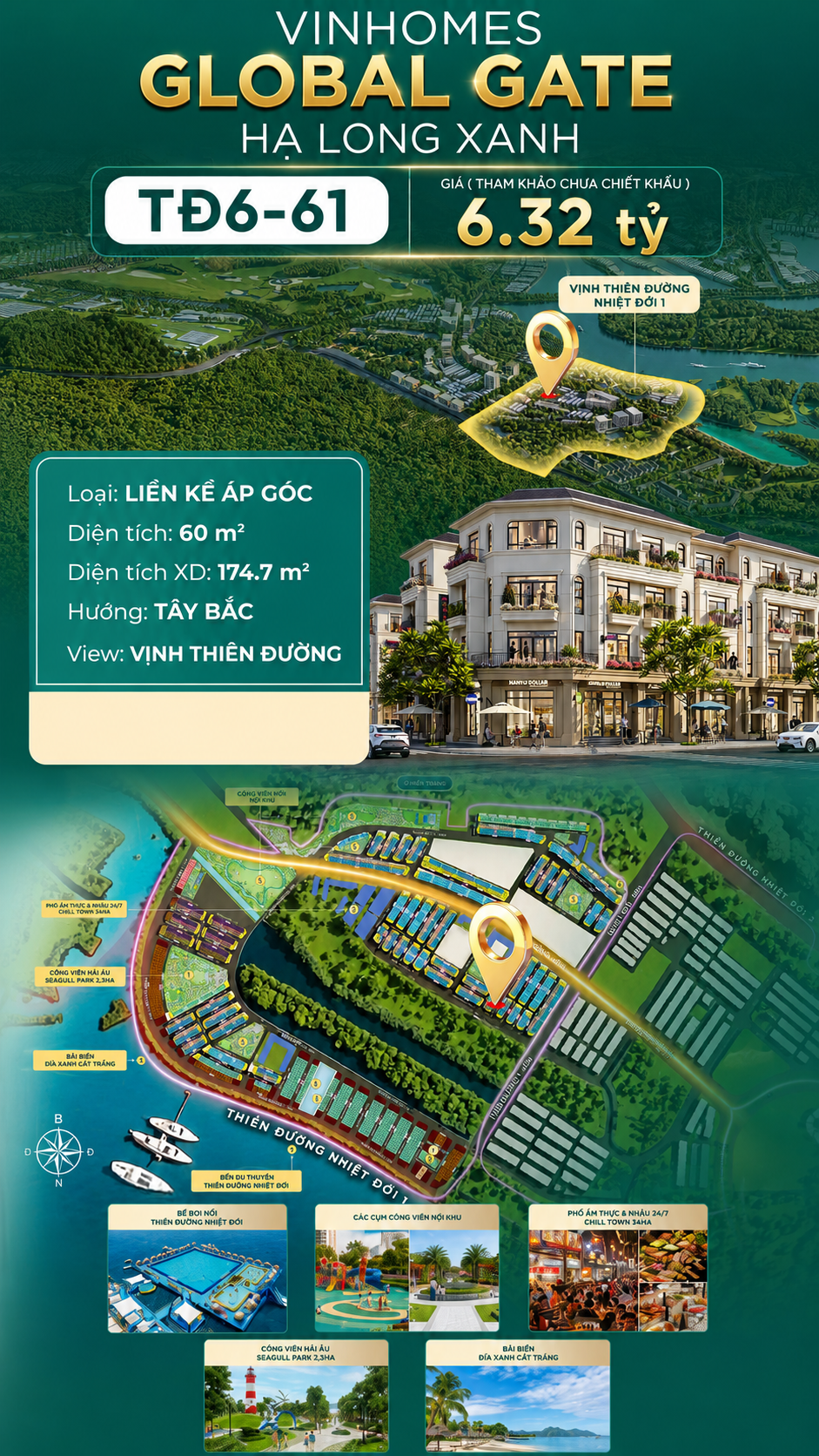 Liền Kề Áp Góc TĐ6-61 Vinhomes Global Gate Hạ Long 6.32 tỷ