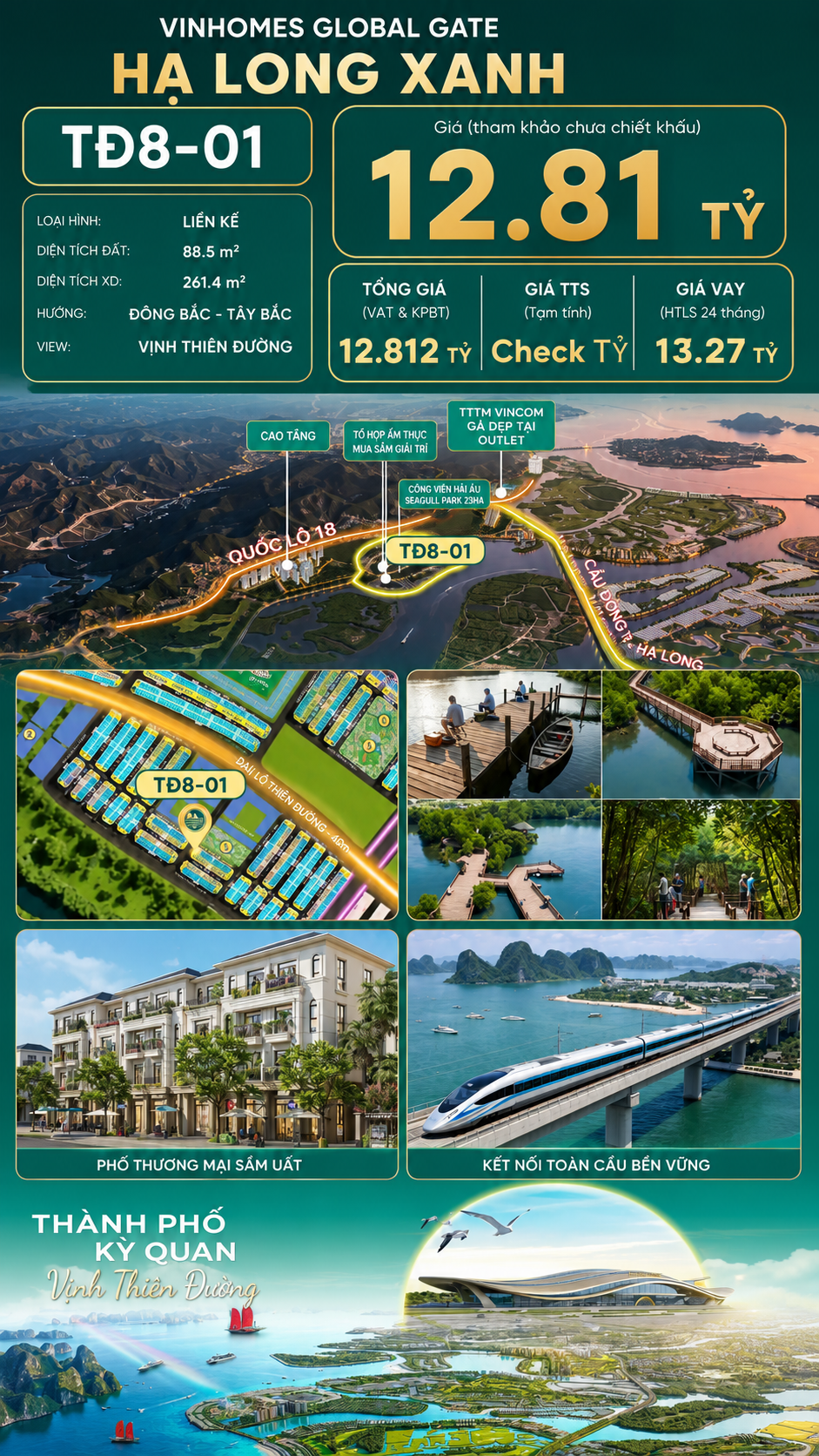 Liền Kề Góc 2MT TĐ8-01 Vinhomes Global Gate Hạ Long 12.81 tỷ