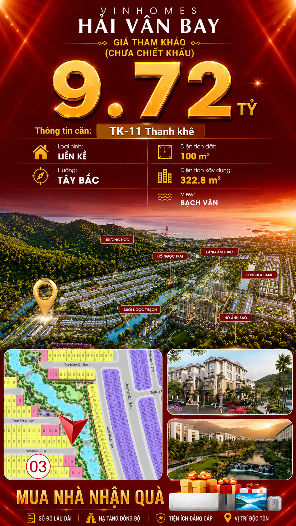 Nhà Liền Kề TK-11 Vinhomes Hải Vân Bay Giá 9,72 Tỷ