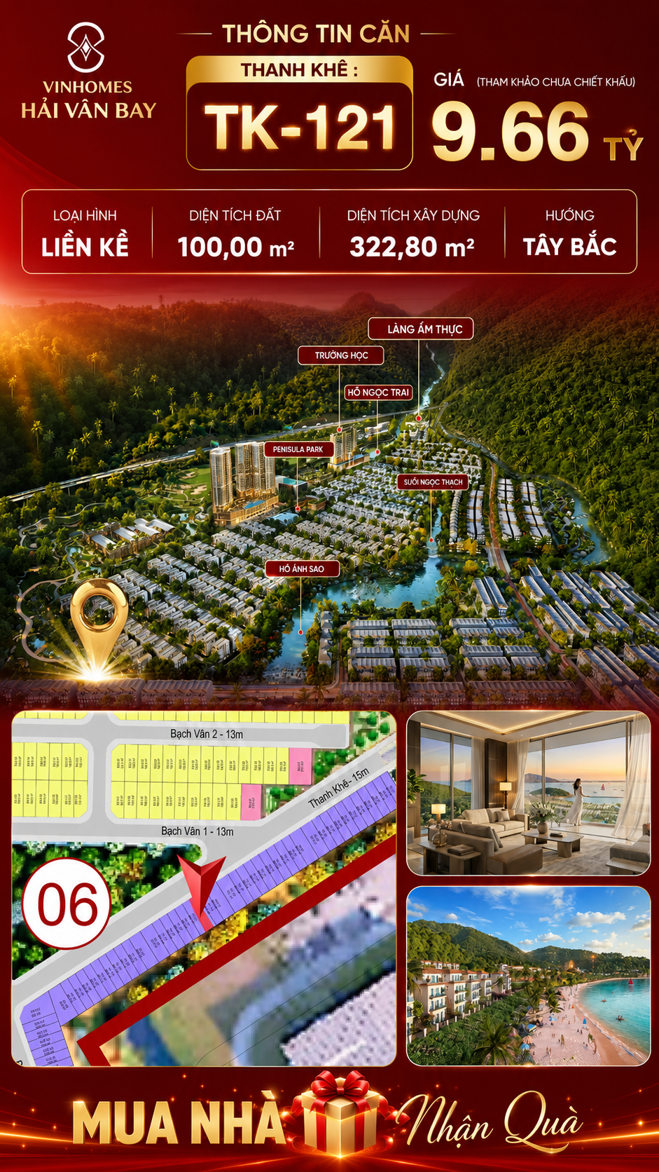 Nhà Liền Kề TK-121 Vinhomes Hải Vân Bay Giá 9,66 Tỷ