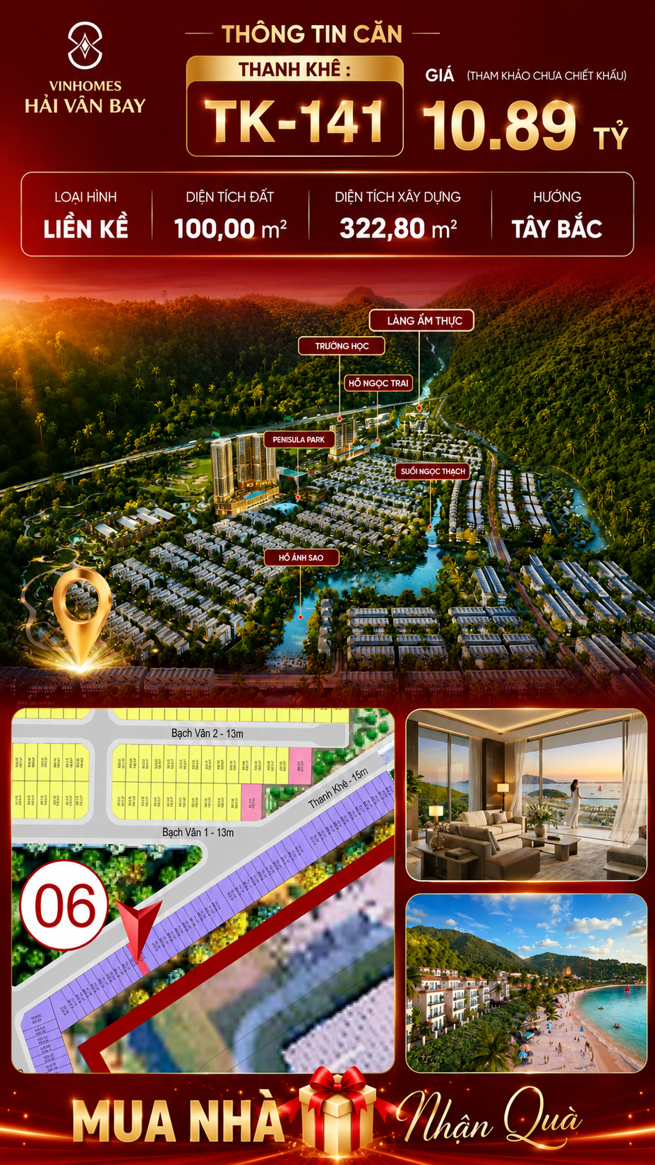 Nhà Liền Kề TK-141 Vinhomes Hải Vân Bay Giá 10,89 Tỷ