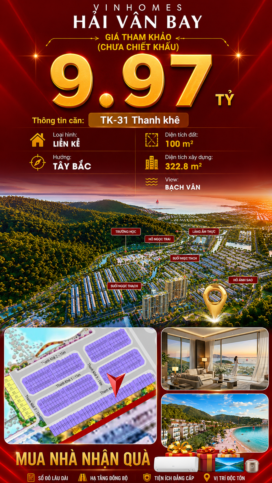 Nhà Liền Kề TK-31 Vinhomes Hải Vân Bay Giá 9,97 Tỷ