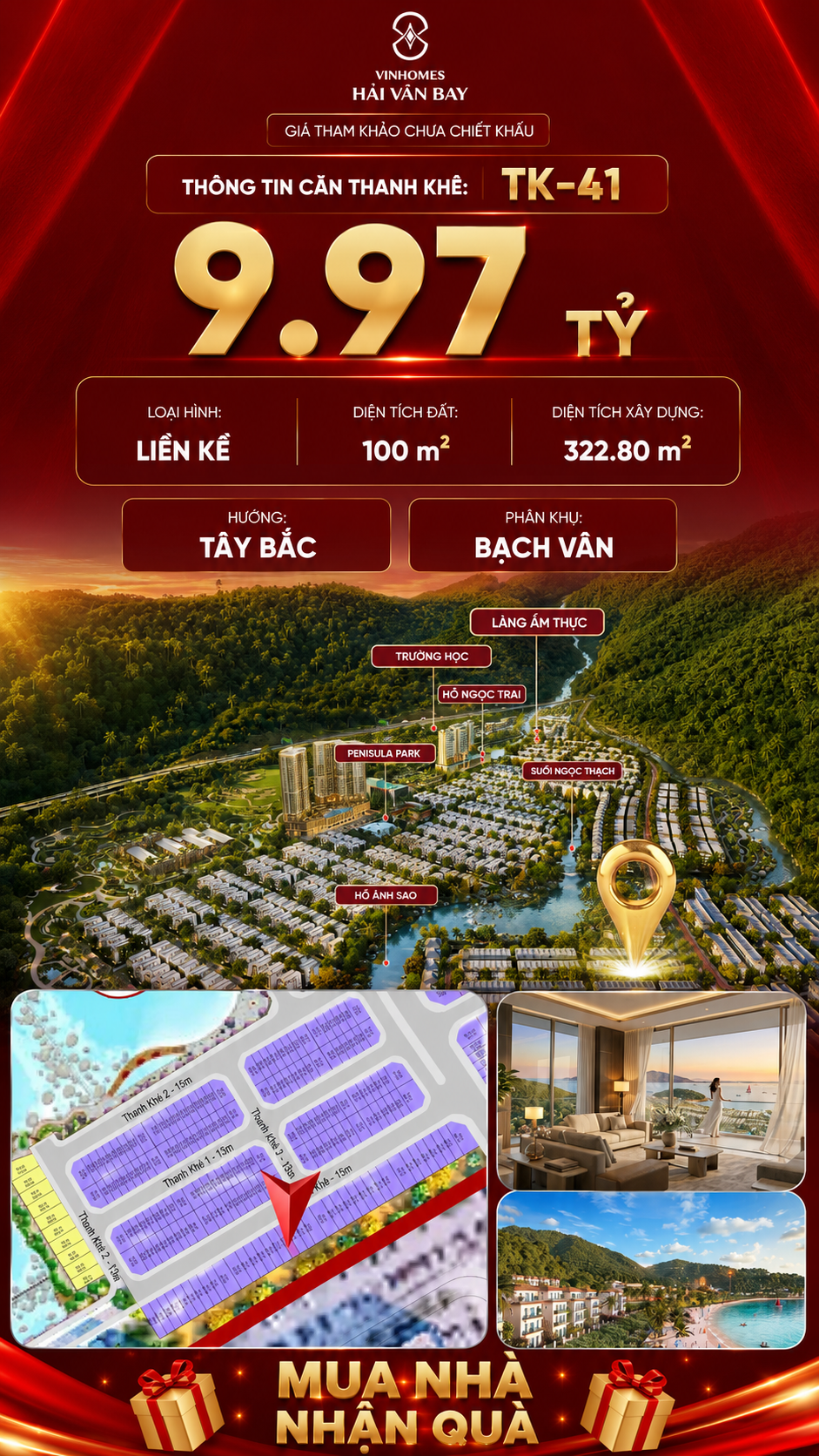 Nhà Liền Kề TK-41 Vinhomes Hải Vân Bay Giá 9,97 Tỷ