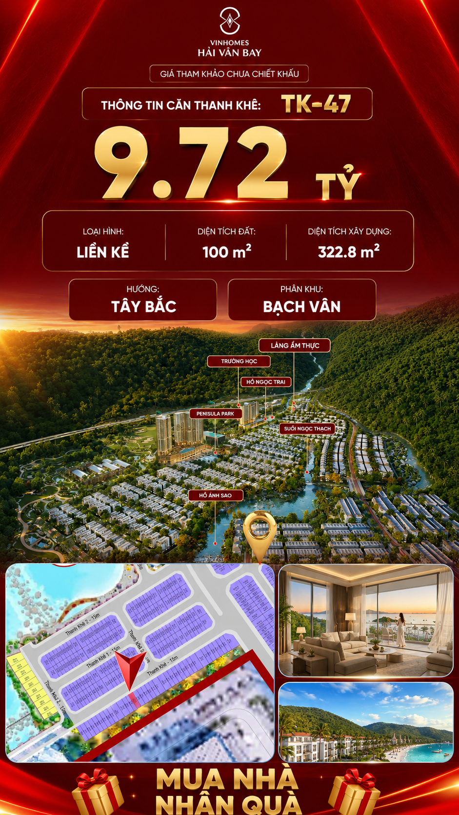 Nhà Liền Kề TK-47 Vinhomes Hải Vân Bay Giá 9,72 Tỷ