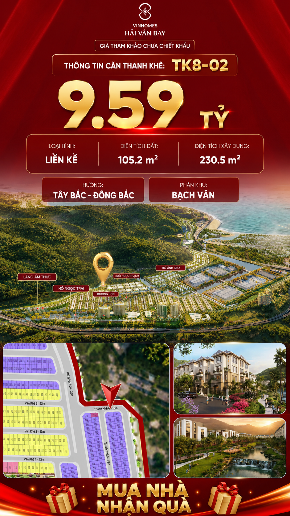 Nhà Liền Kề TK8-02 Vinhomes Hải Vân Bay Giá 9,59 Tỷ