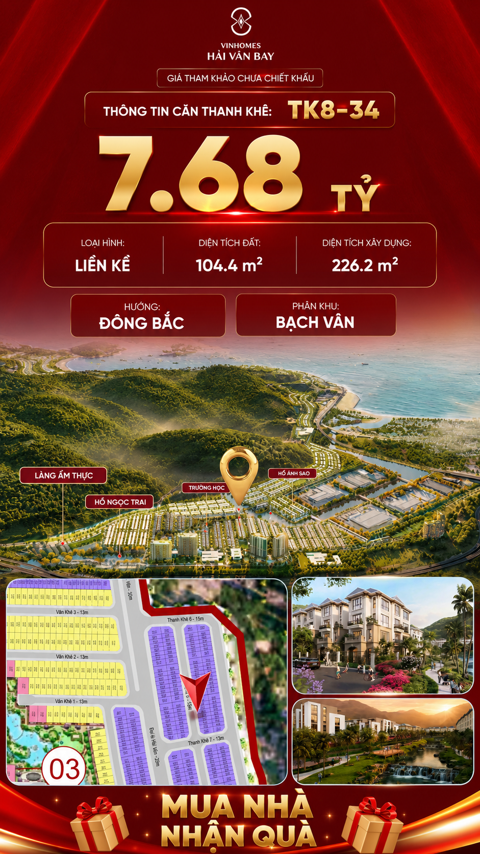 Nhà Liền Kề TK8-34 Vinhomes Hải Vân Bay Giá Chỉ 7,68 Tỷ