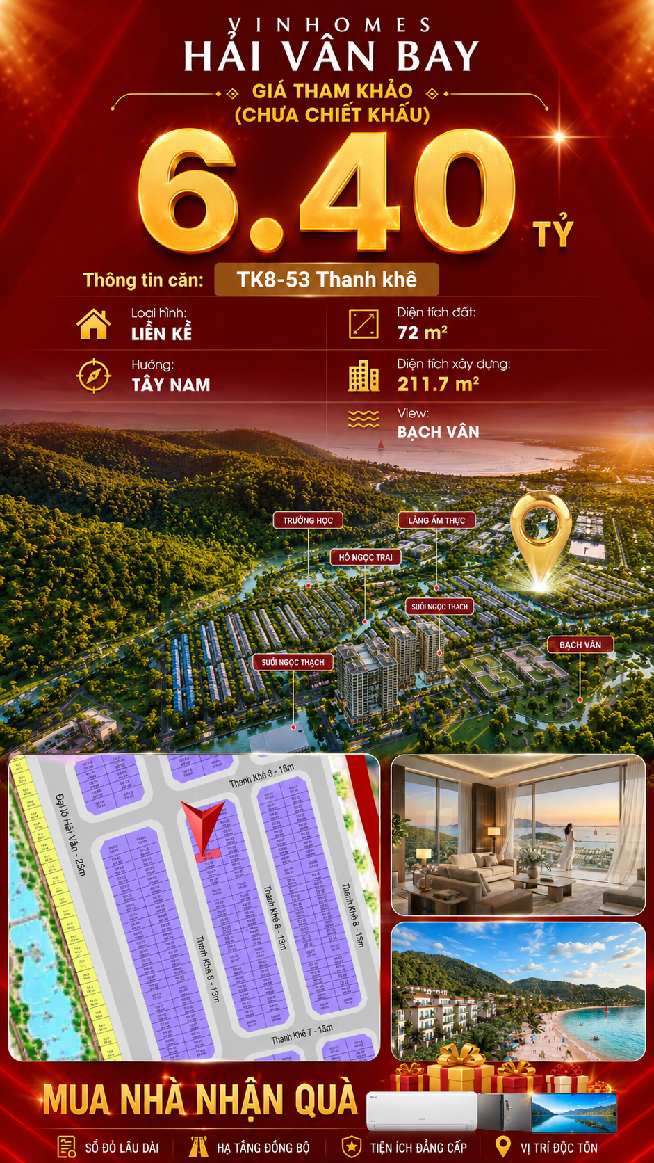 Nhà Liền Kề TK8-53 Vinhomes Hải Vân Bay Giá Chỉ 6,40 Tỷ