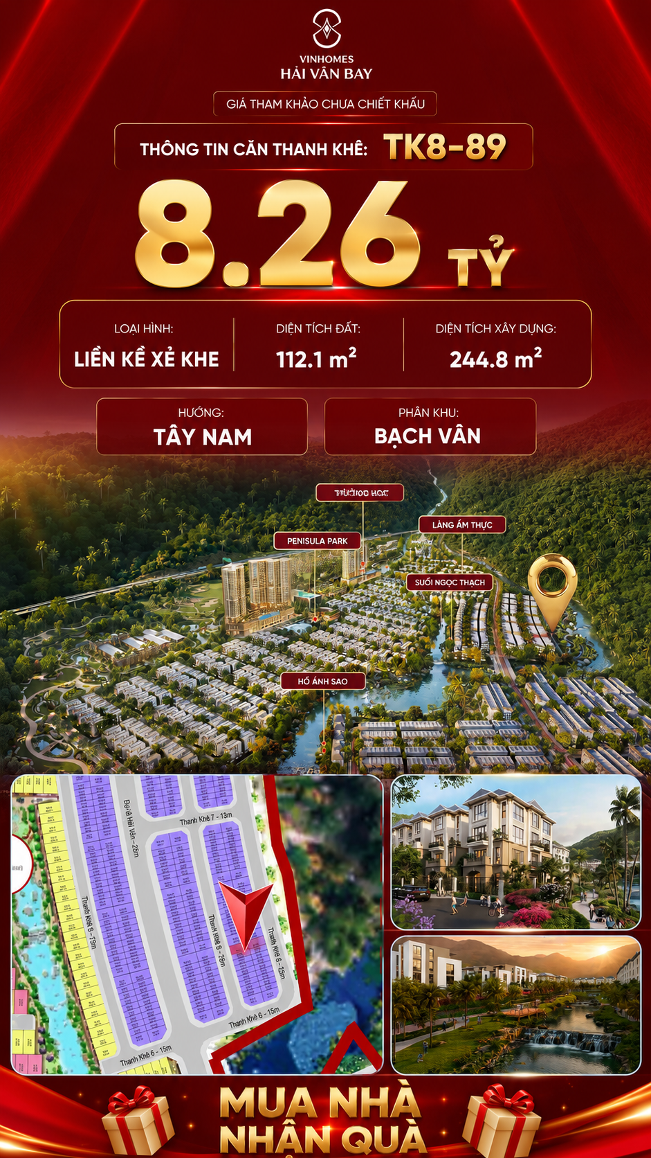 Nhà Liền Kề TK8-89 Vinhomes Hải Vân Bay Giá 8,26 Tỷ