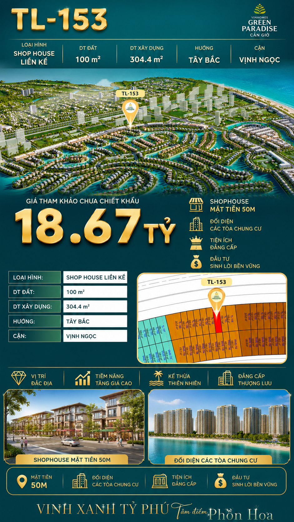 SHOPHOUSE TL-153 ĐƯỜNG 50M KINH DOANH