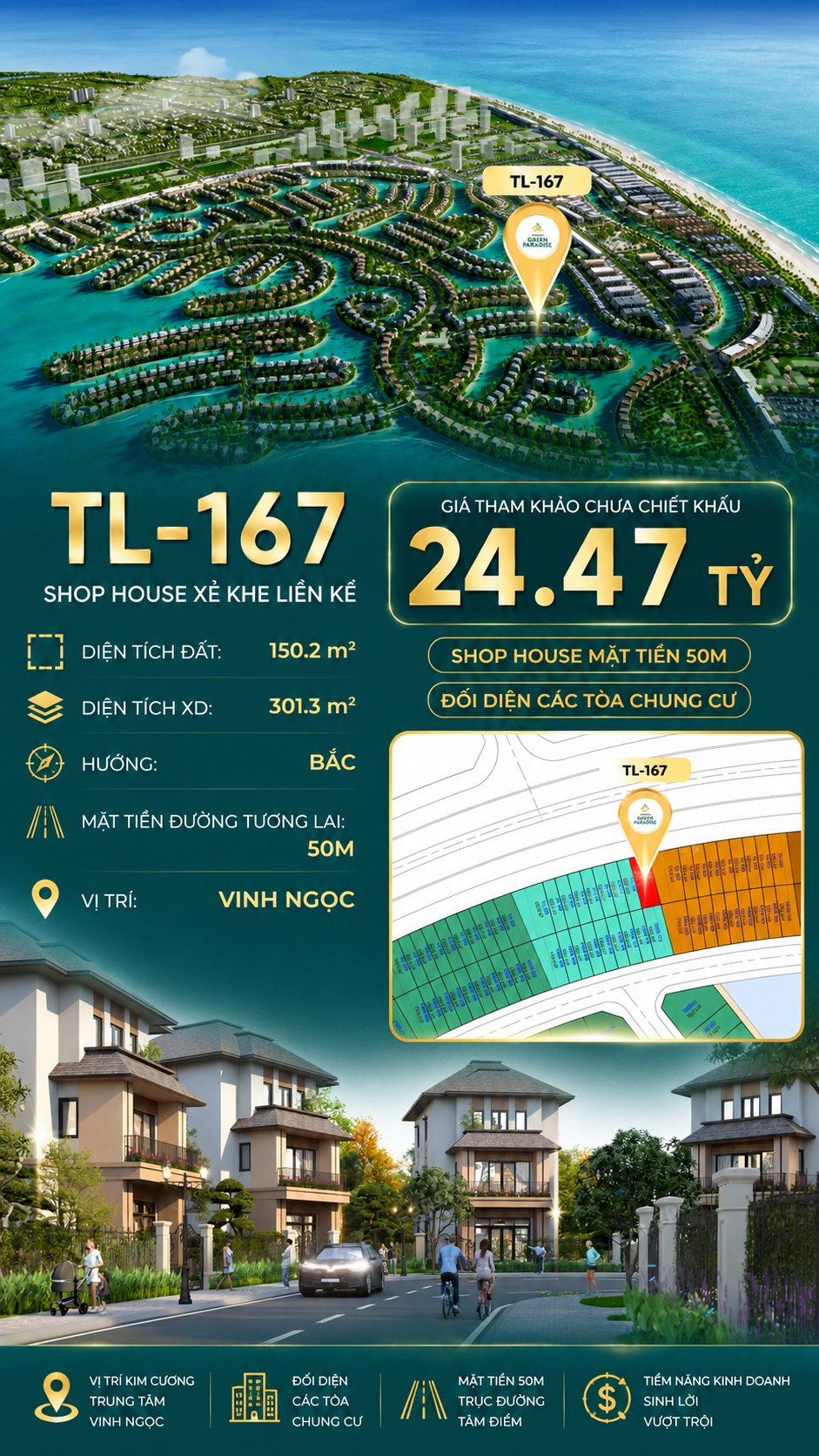 SHOPHOUSE TL-167 CĂN XẺ KHE KINH DOANH