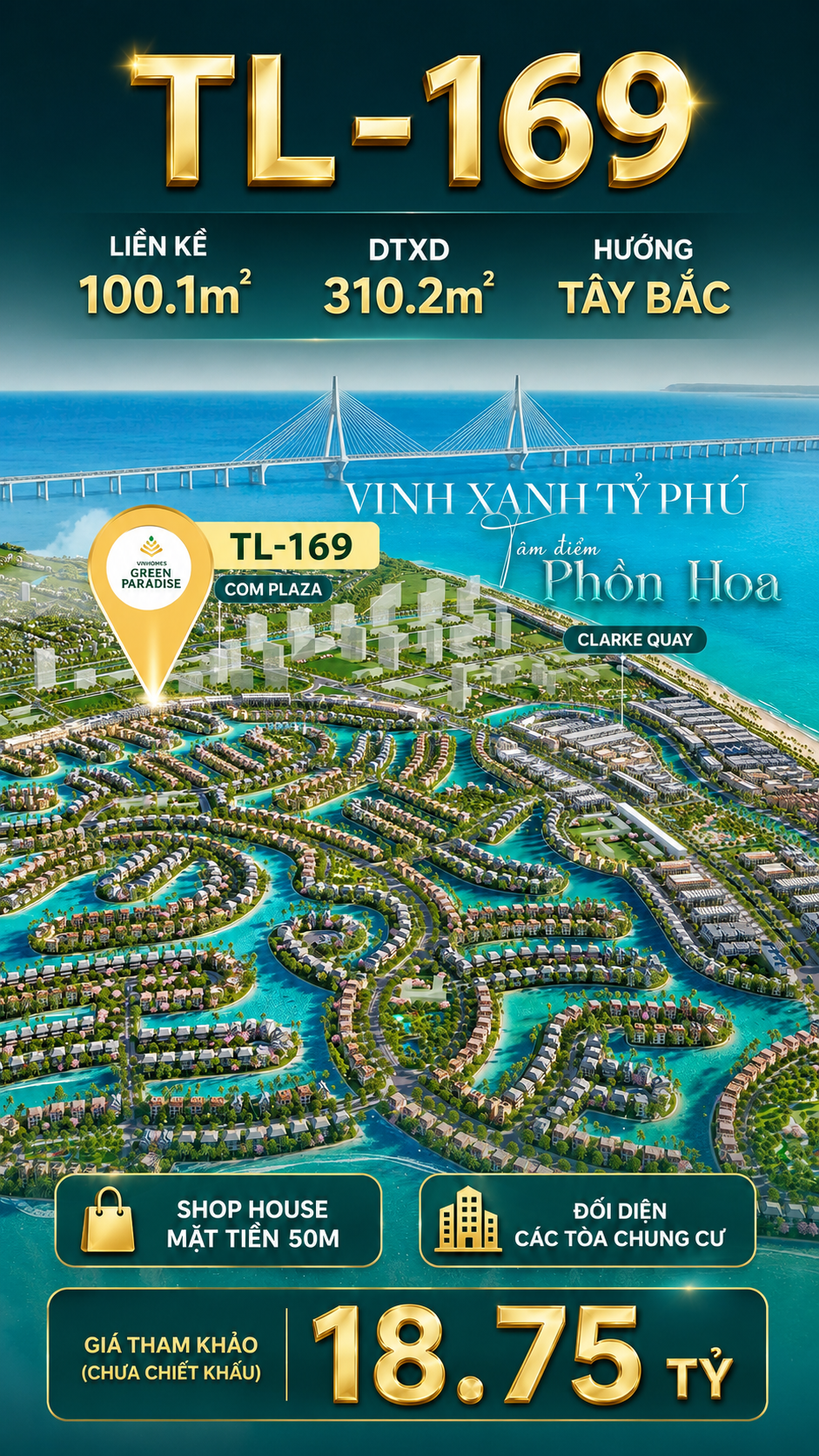 SHOPHOUSE TL-169 ĐƯỜNG 50M KINH DOANH