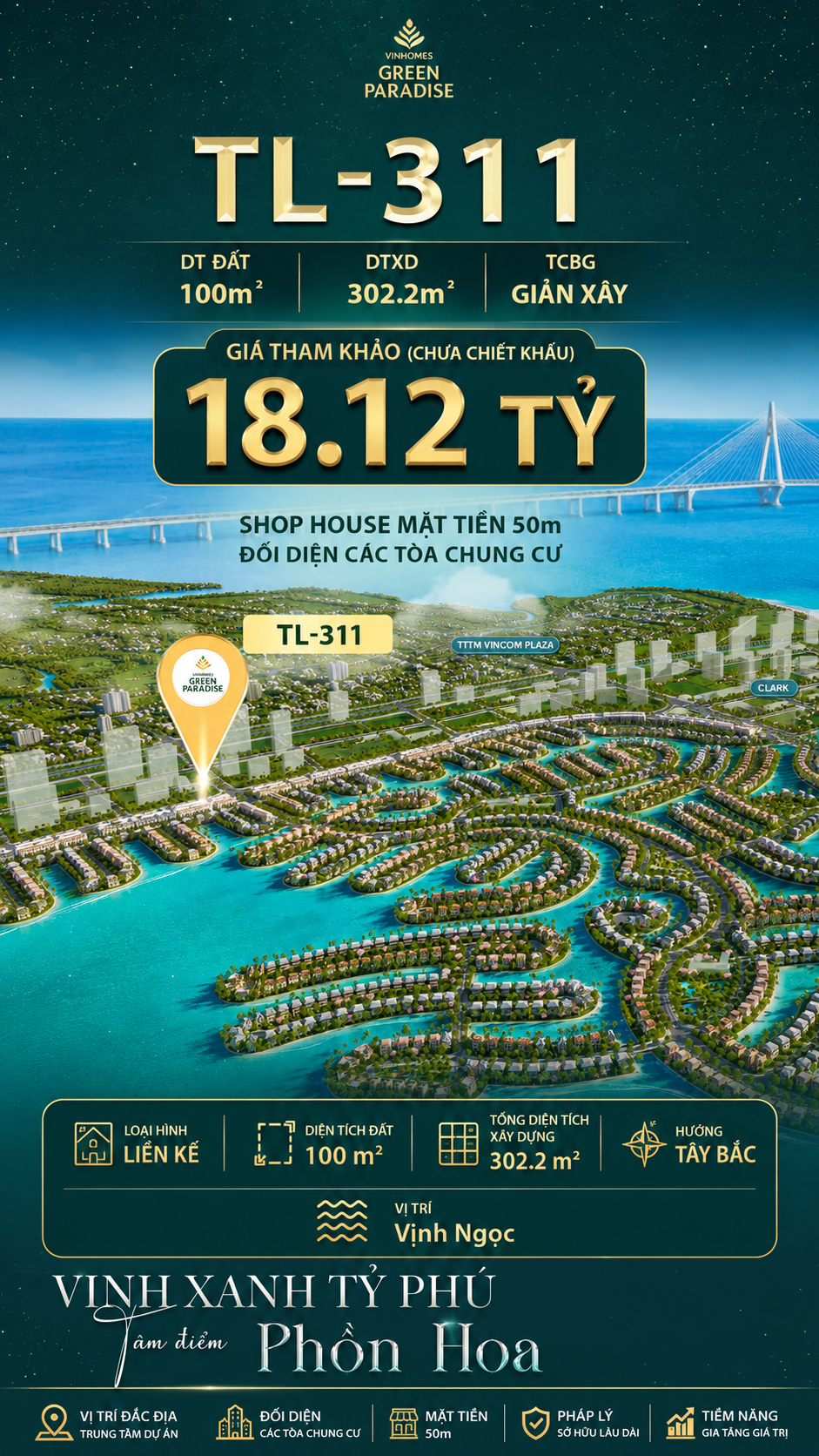 Shophouse TL-311 Vịnh Ngọc – Mặt Tiền 50m KINH DOANH