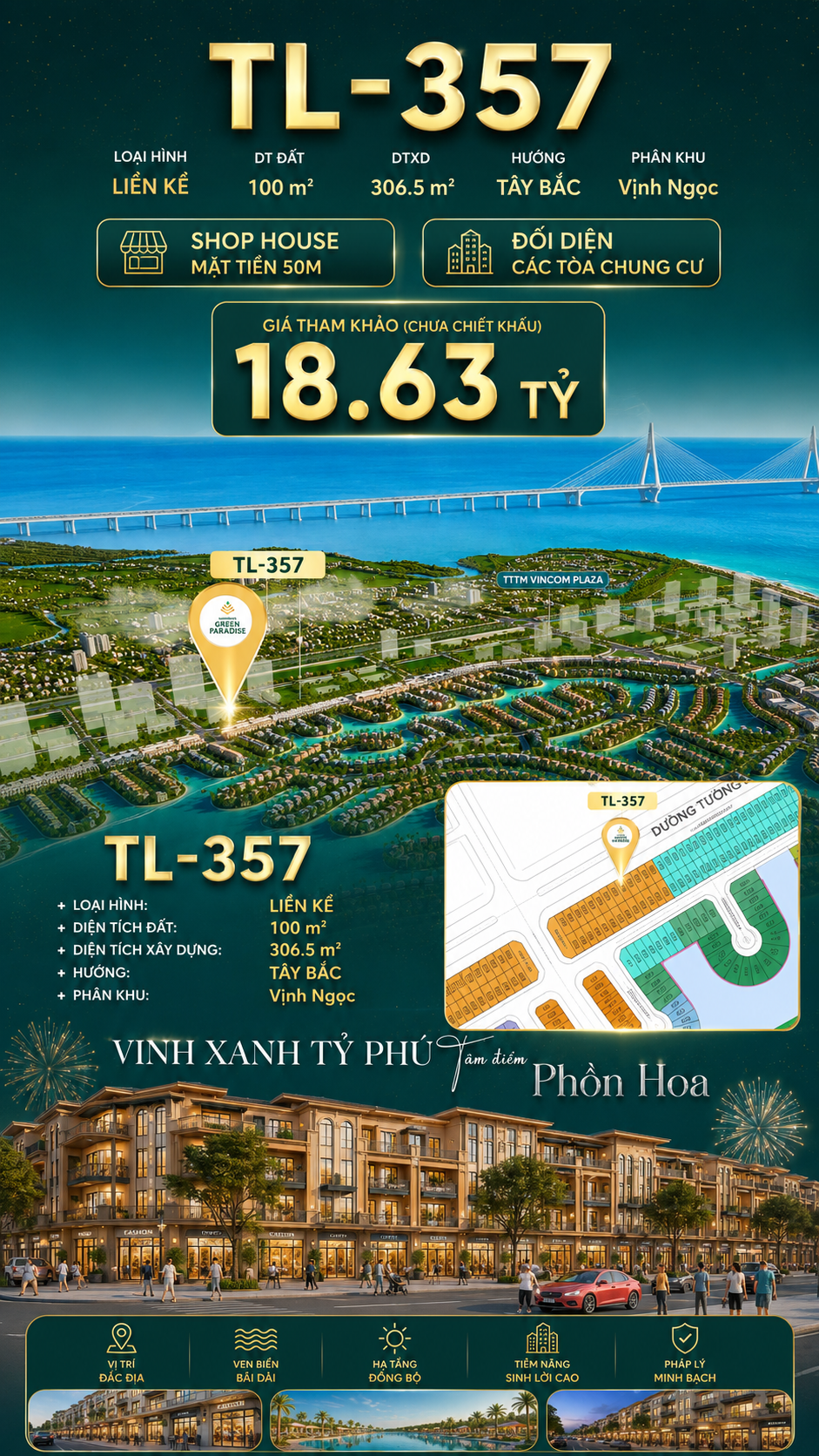Shophouse TL-357 Mặt Tiền 50m KINH DOANH TỐT