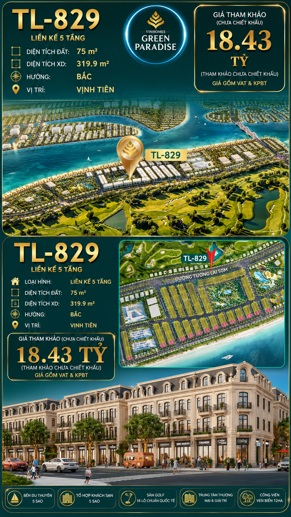 Shophouse TL-829 mặt tiền đường Tương Lai 50m – Giá 18.43 tỷ