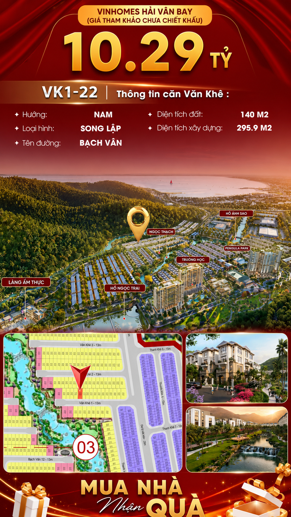Biệt Thự Song Lập VK1-22 Bạch Vân Vinhomes Hải Vân Bay Giá 10,29 Tỷ