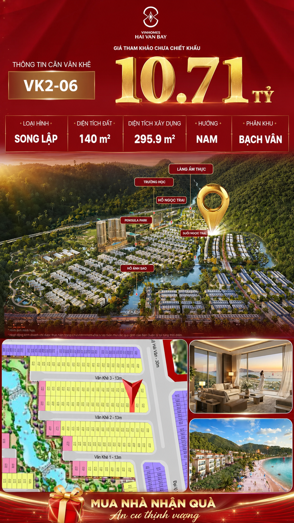 Biệt Thự Song Lập VK2-06 Bạch Vân Vinhomes Hải Vân Bay Giá 10,71 Tỷ