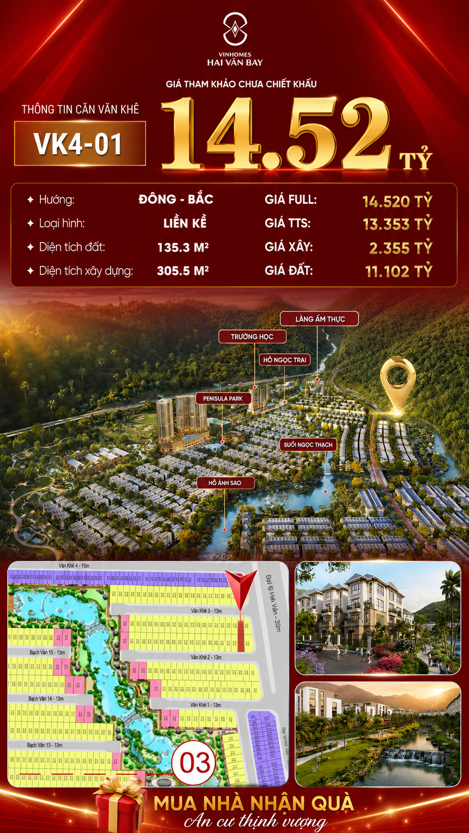 Nhà Liền Kề Góc VK4-01 Văn Khê, Bạch Vân Giá 14,52 Tỷ