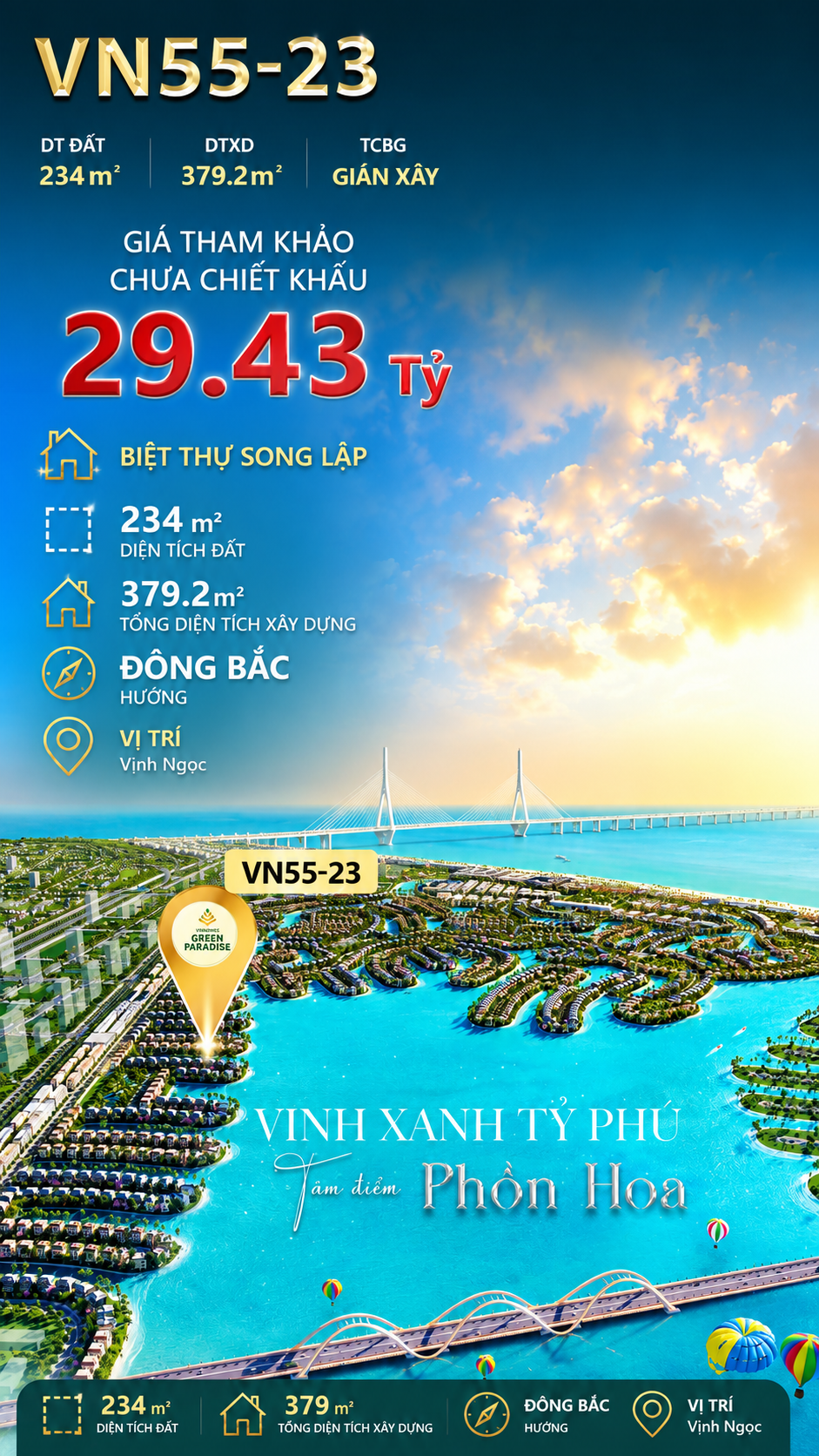 Song Lập VN55-23 – Giá Tốt Nhất Phân Khu Chỉ 29.43 Tỷ