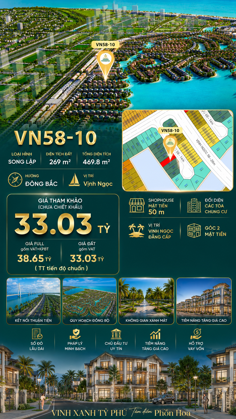 Song lập VN58-10 – góc 2 mặt tiền, đối diện chung cư, giá 33.03 tỷ