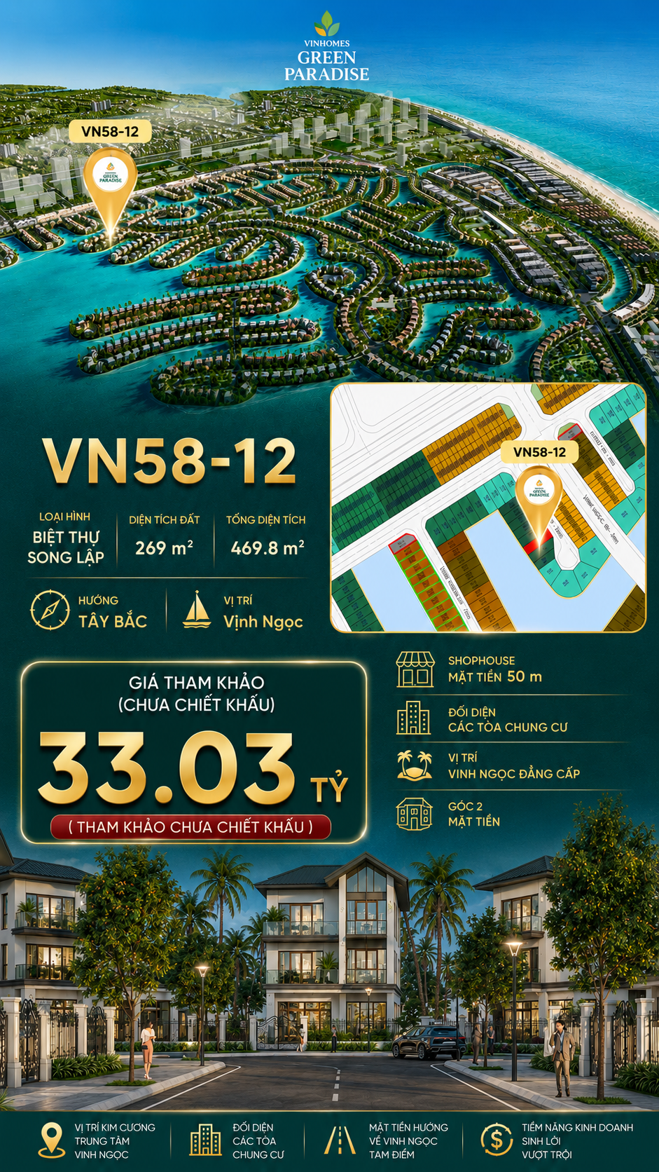 Song lập VN58-12 – góc 2 mặt tiền, view biển, giá 33.03 tỷ
