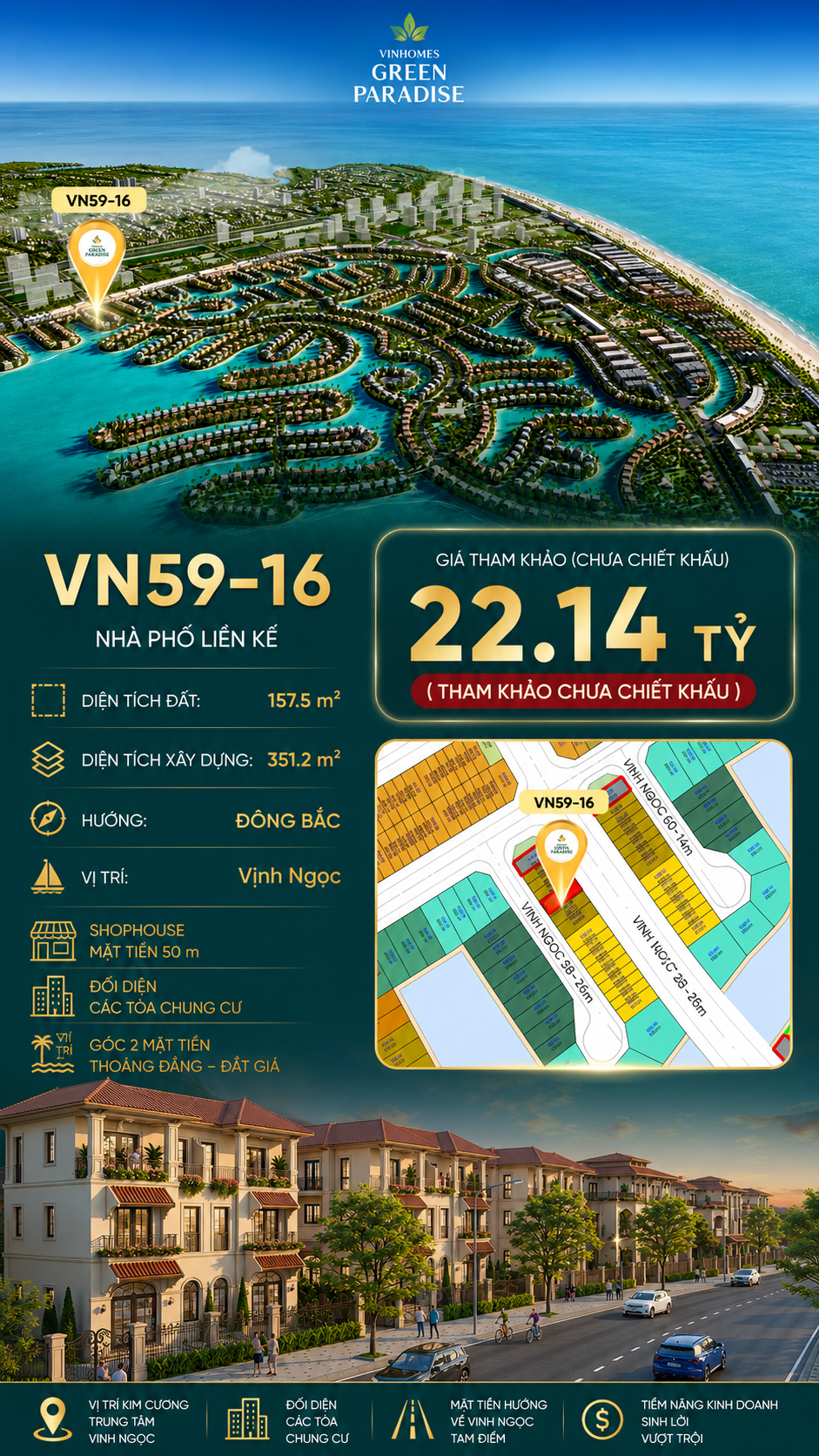 Nhà phố liền kề VN59-16 - Căn xẻ khe lớn ngay cổng biệt thự vip