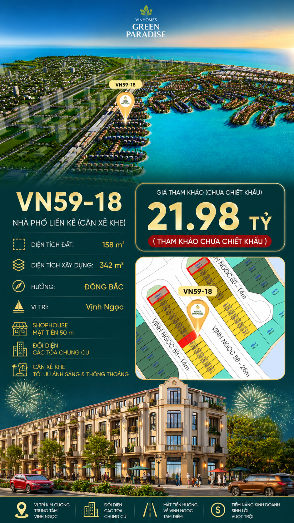 Nhà phố liền kề VN59-18 - Căn xẻ khe lớn ngay cổng biệt thự vip