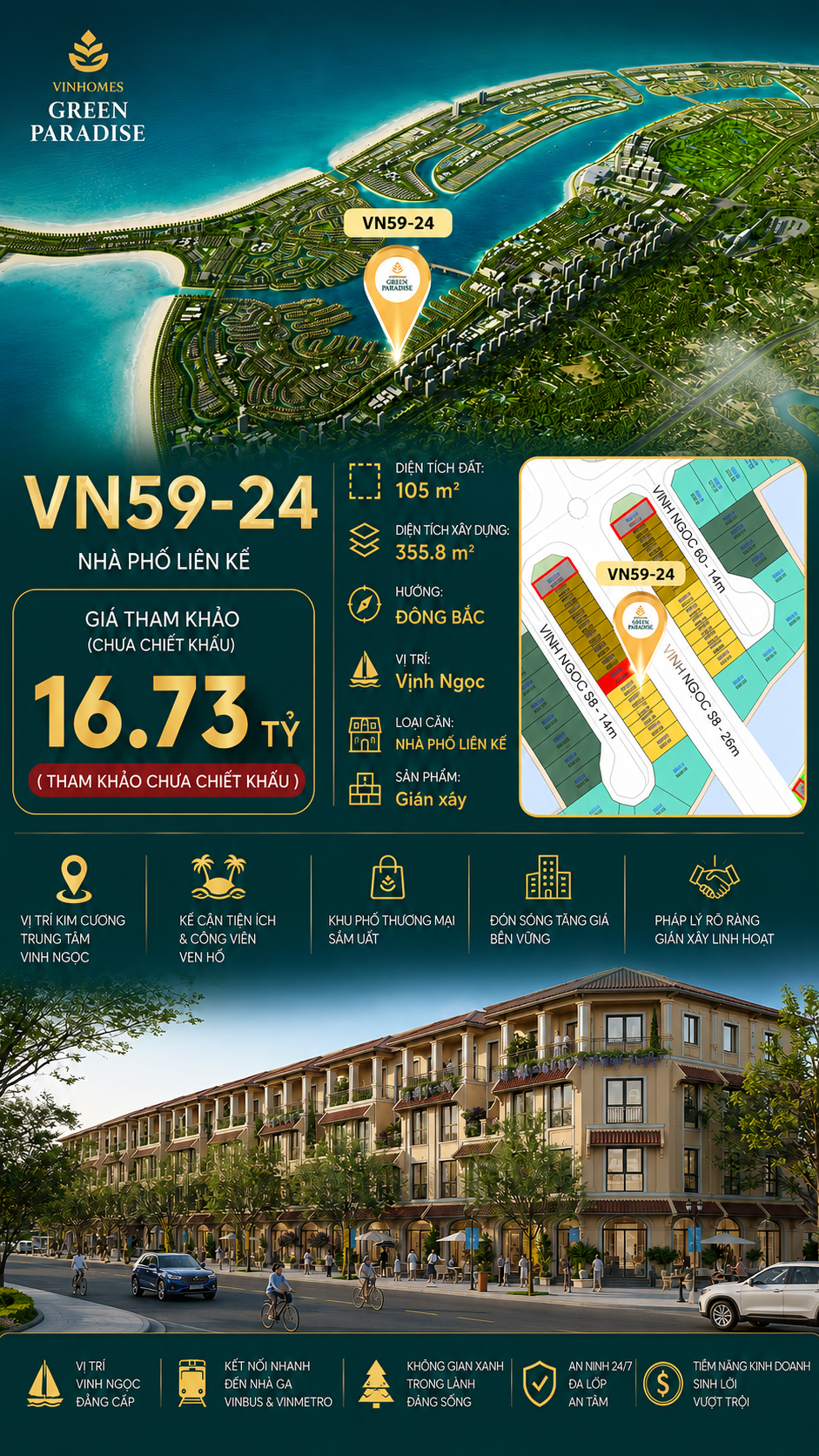 Nhà phố VN59-24 - Cổng vào biệt thự vip - Vị trí kinh doanh đỉnh