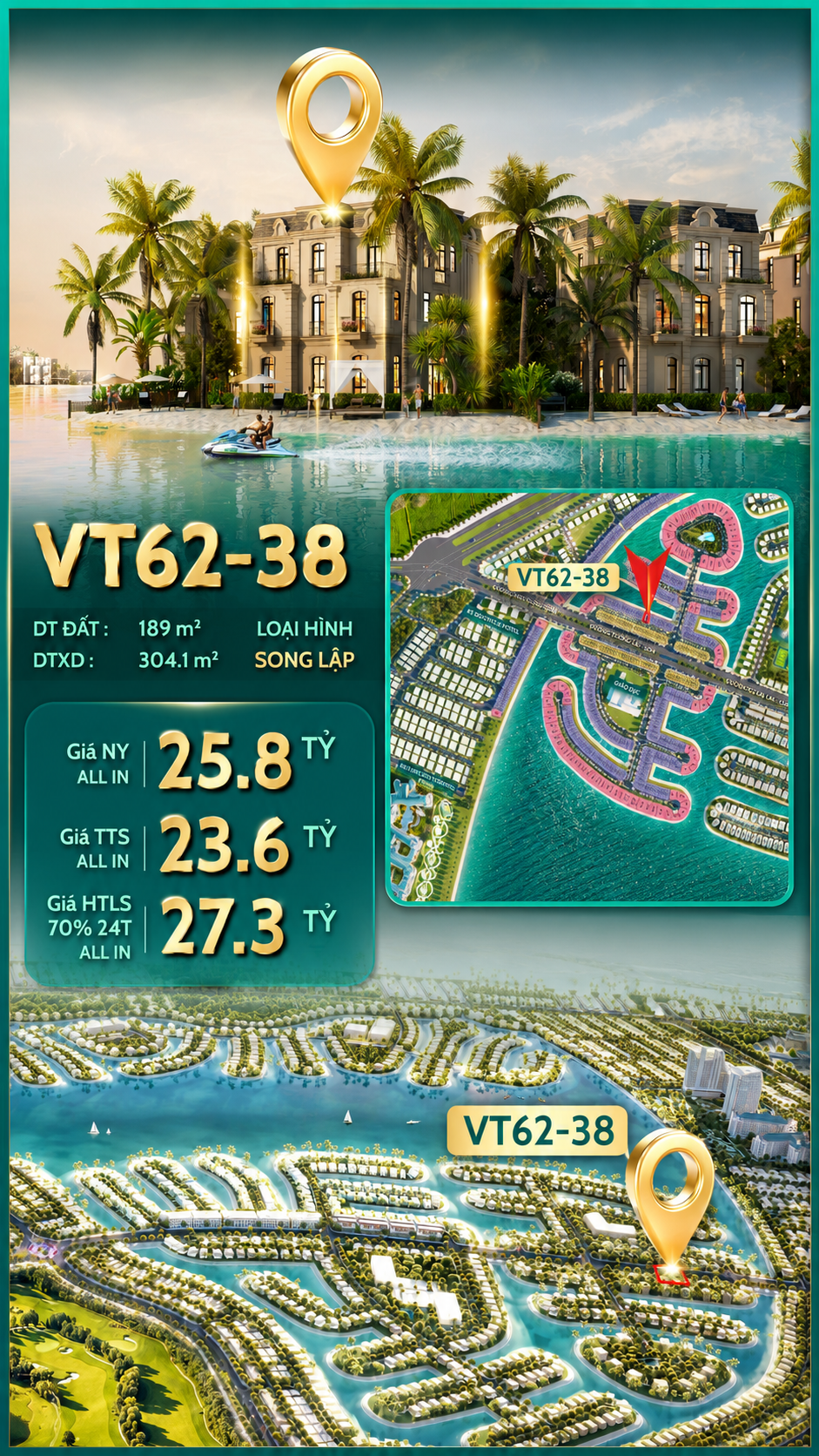 BIỆT THỰ SONG LẬP SIÊU RẺ VT62-38 VIEW ĐẸP