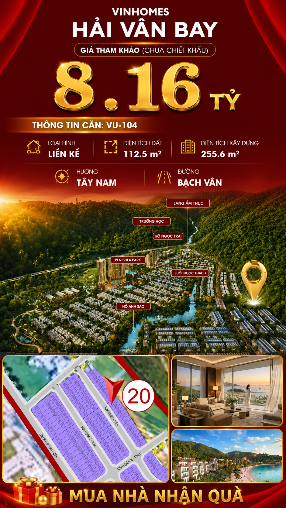 Nhà Liền Kề VU-104 Vinhomes Hải Vân Bay Giá 8,16 Tỷ
