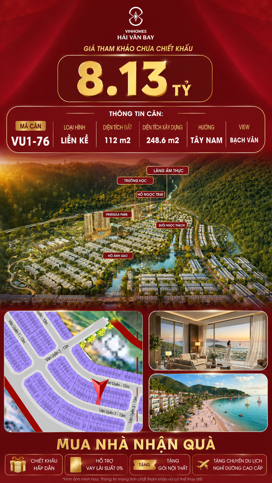Nhà Liền Kề VU1-76 Vinhomes Hải Vân Bay Giá Chỉ 8,13 Tỷ
