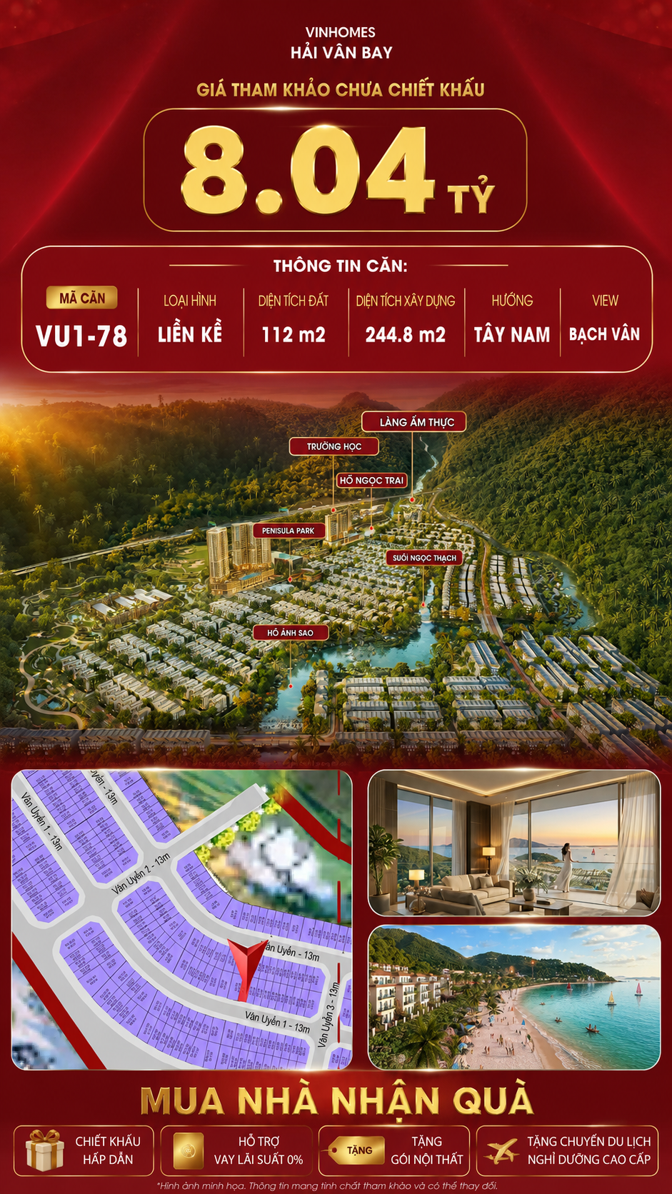 Nhà Liền Kề VU1-78 Vinhomes Hải Vân Bay Giá Chỉ 8,04 Tỷ