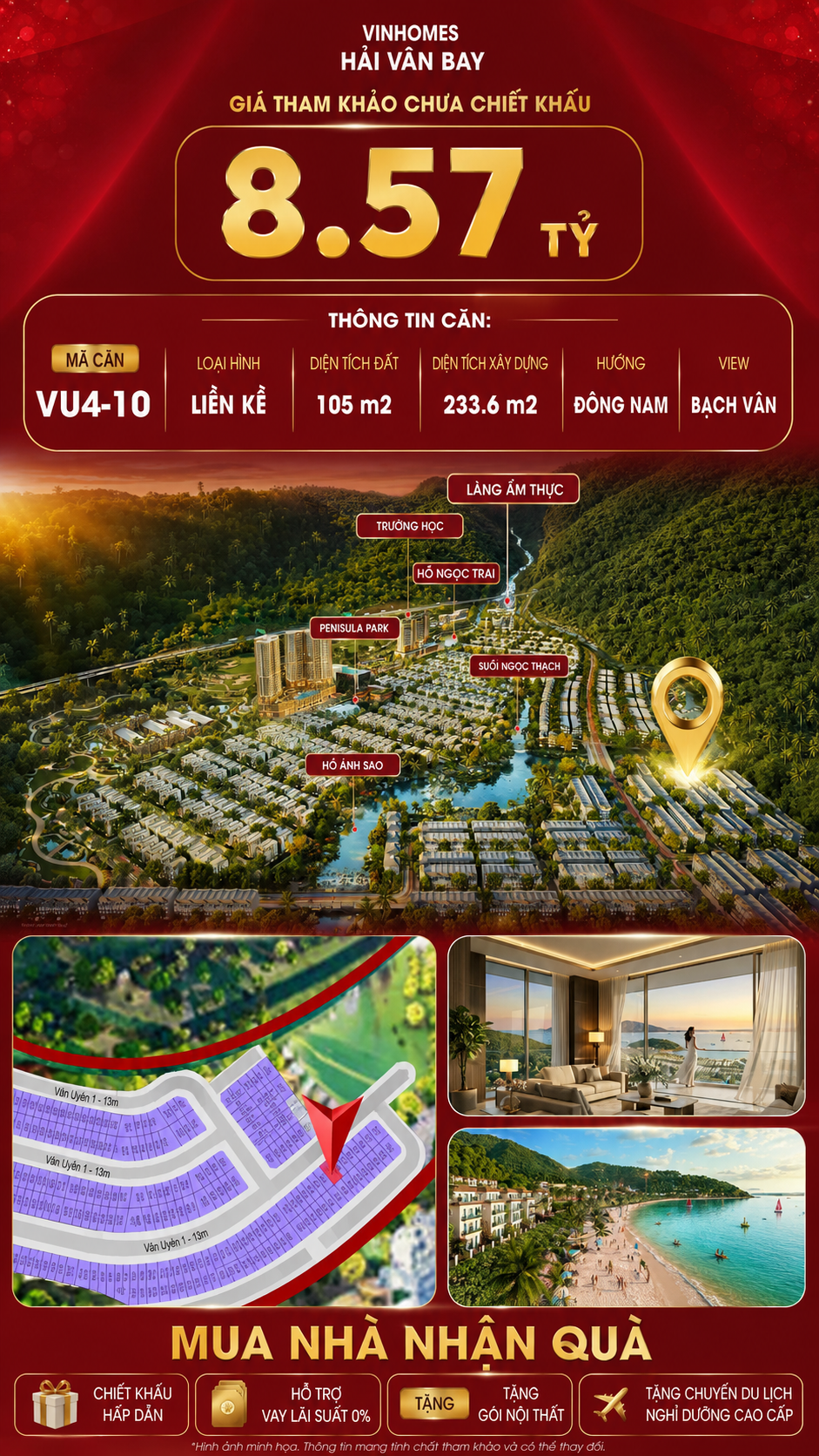 Nhà Liền Kề VU4-10 Vinhomes Hải Vân Bay Giá 8,57 Tỷ