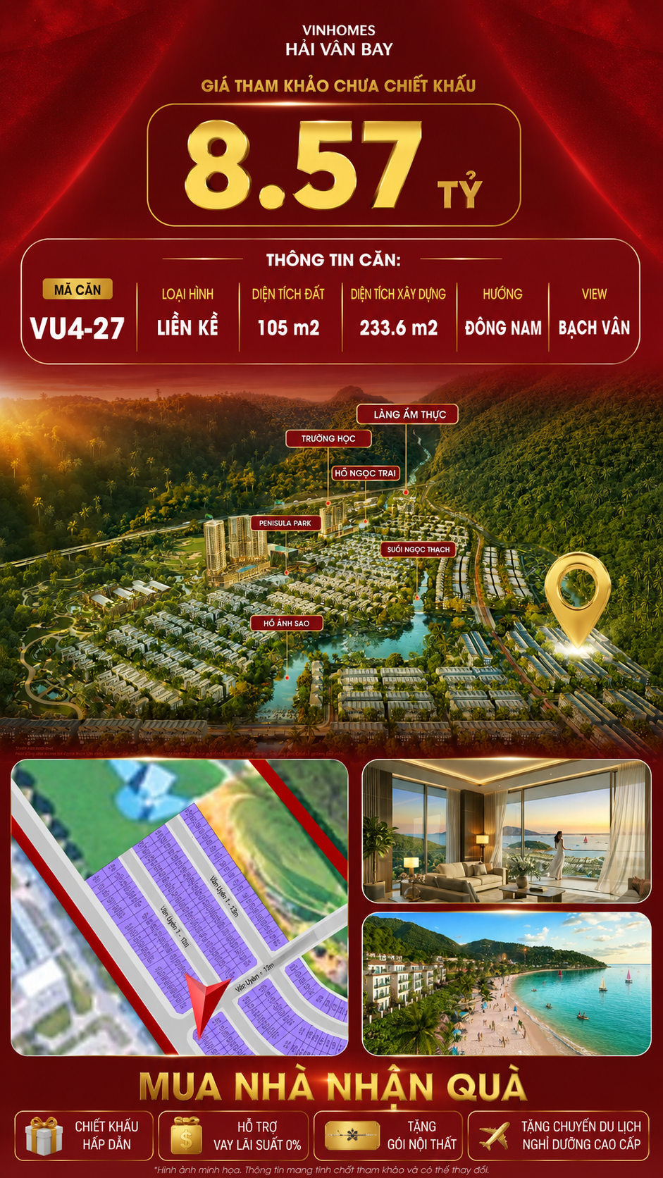 Nhà Liền Kề VU4-27 Vinhomes Hải Vân Bay Giá 8,57 Tỷ