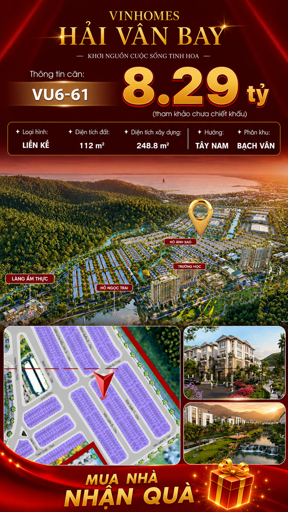 Nhà Liền Kề VU6-61 Vinhomes Hải Vân Bay Giá 8,29 Tỷ