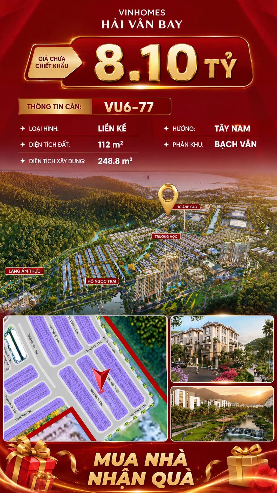 Nhà Liền Kề VU6-77 Vinhomes Hải Vân Bay Giá Chỉ 8,10 Tỷ