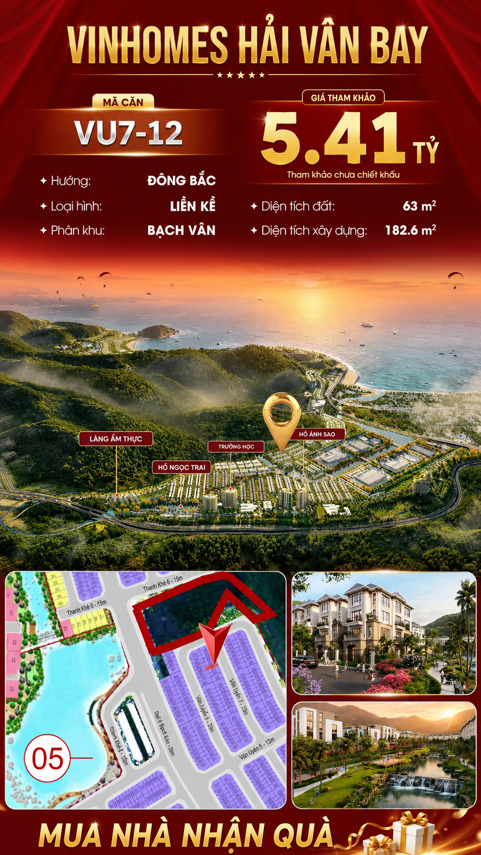 Nhà Liền Kề VU7-12 Vinhomes Hải Vân Bay Giá Chỉ 5,41 Tỷ