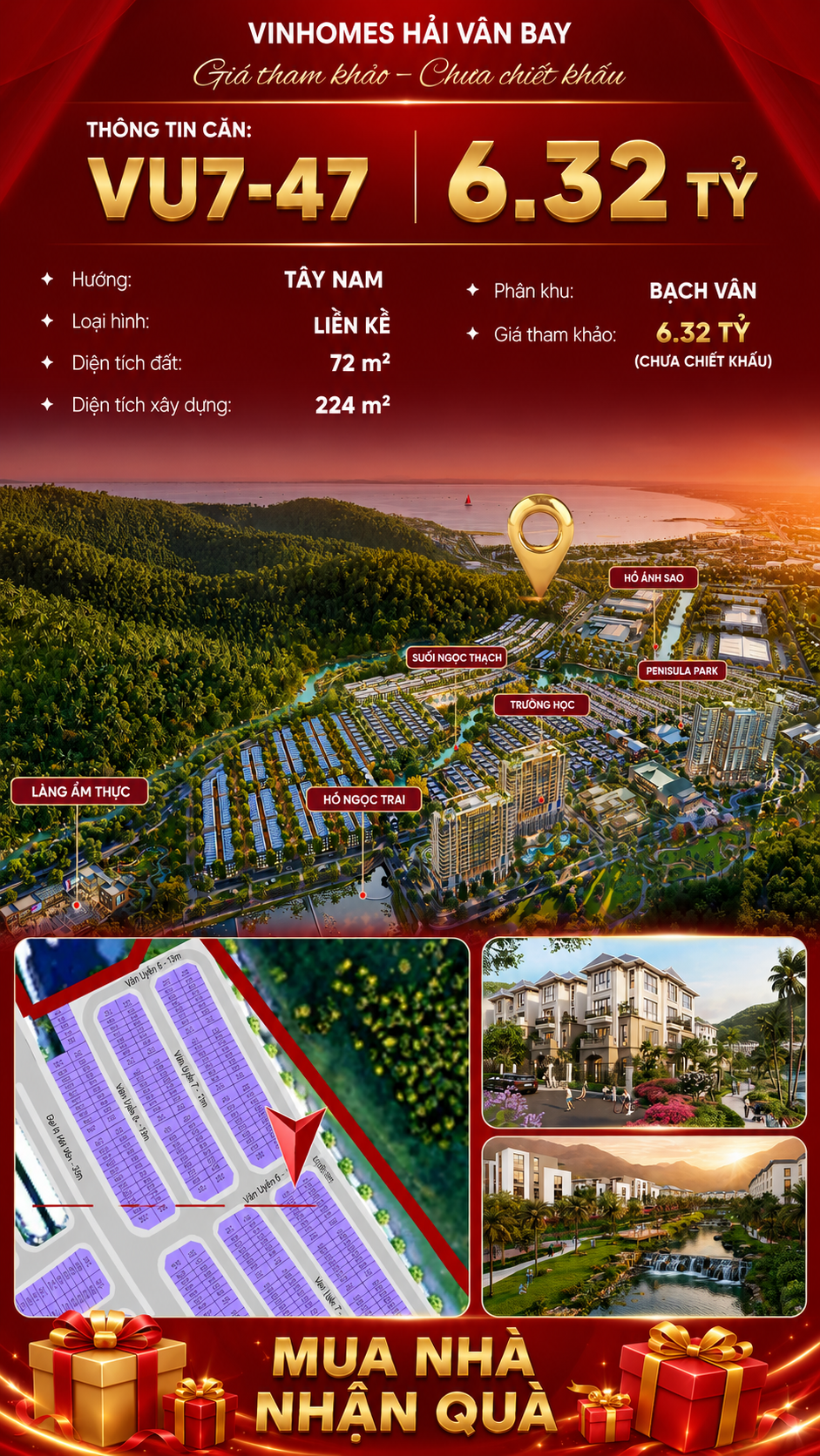 Nhà Liền Kề VU7-47 Vinhomes Hải Vân Bay Giá 6,32 Tỷ