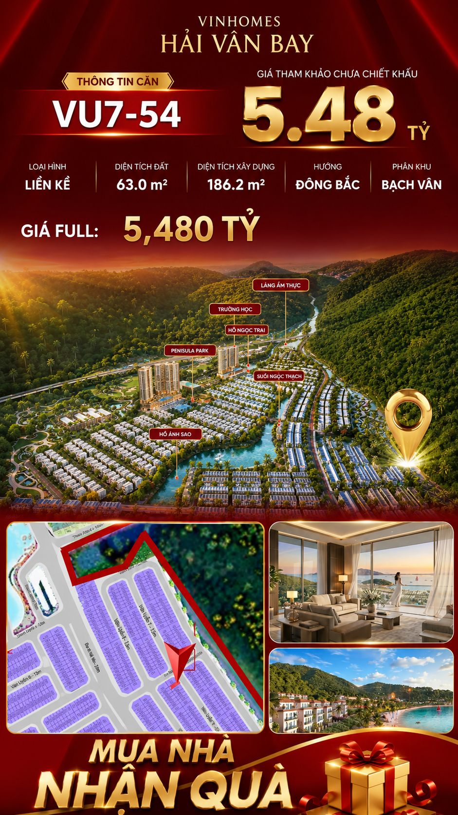 Nhà Liền Kề VU7-54 Vinhomes Hải Vân Bay Giá Chỉ 5,48 Tỷ