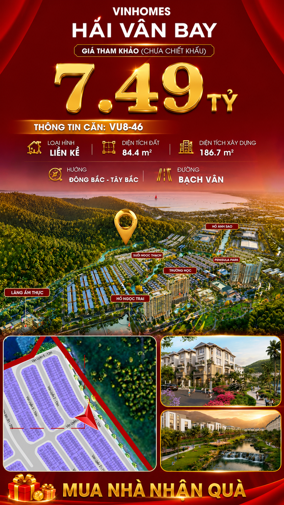 Nhà Liền Kề VU8-46 Vinhomes Hải Vân Bay Giá 7,49 Tỷ